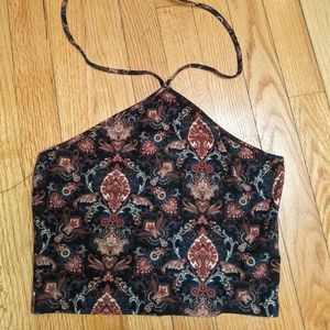Paisley Boho Tie Up Crop Top Forever 21